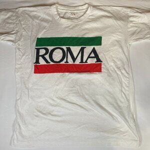 Vintage Roma See Measurements T-Shirt Men's 2XL White 100% Cotton